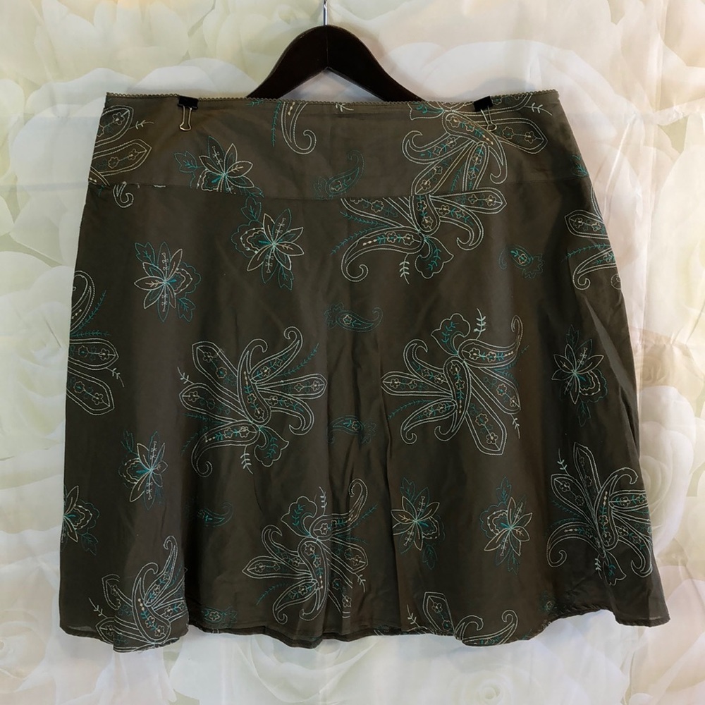 Tribal Brown Skirt Paisley Embroidered Skirt Size 16